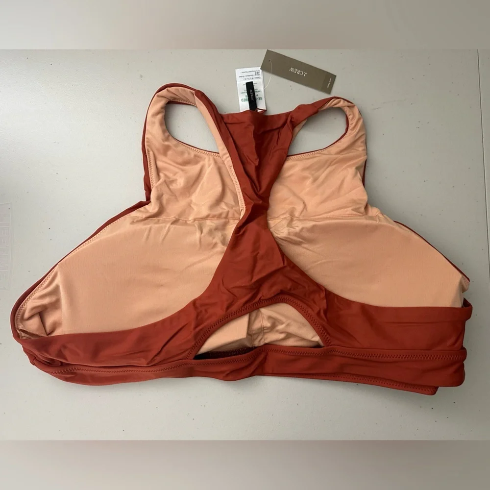 J.Crew Active Longline Swim Top Plus Size 3X Wildfire Color High Neck - Picture 6 of 7